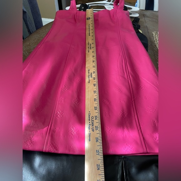 Rotate Herlina Mini Dress Size 8‎ Fuchsia Faux Leather Square Neck NWT - Picture 14 of 16